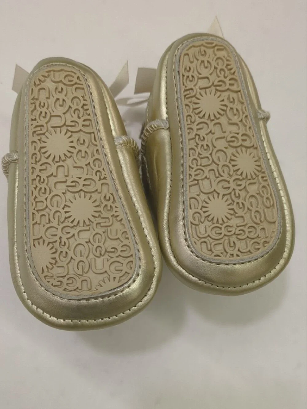 Metallic Gold Baby Booties with Shearling Lining
